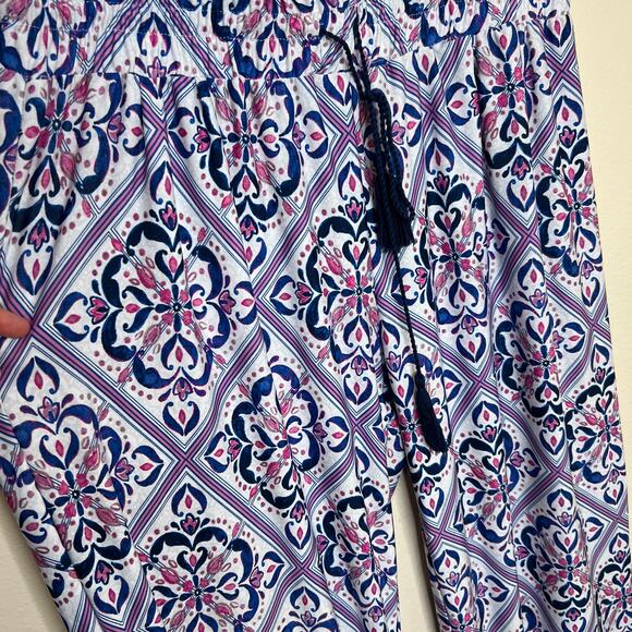 New Directions Blue Pink Elastic Waist Pull On Pant Large - Picture 4 of 12
